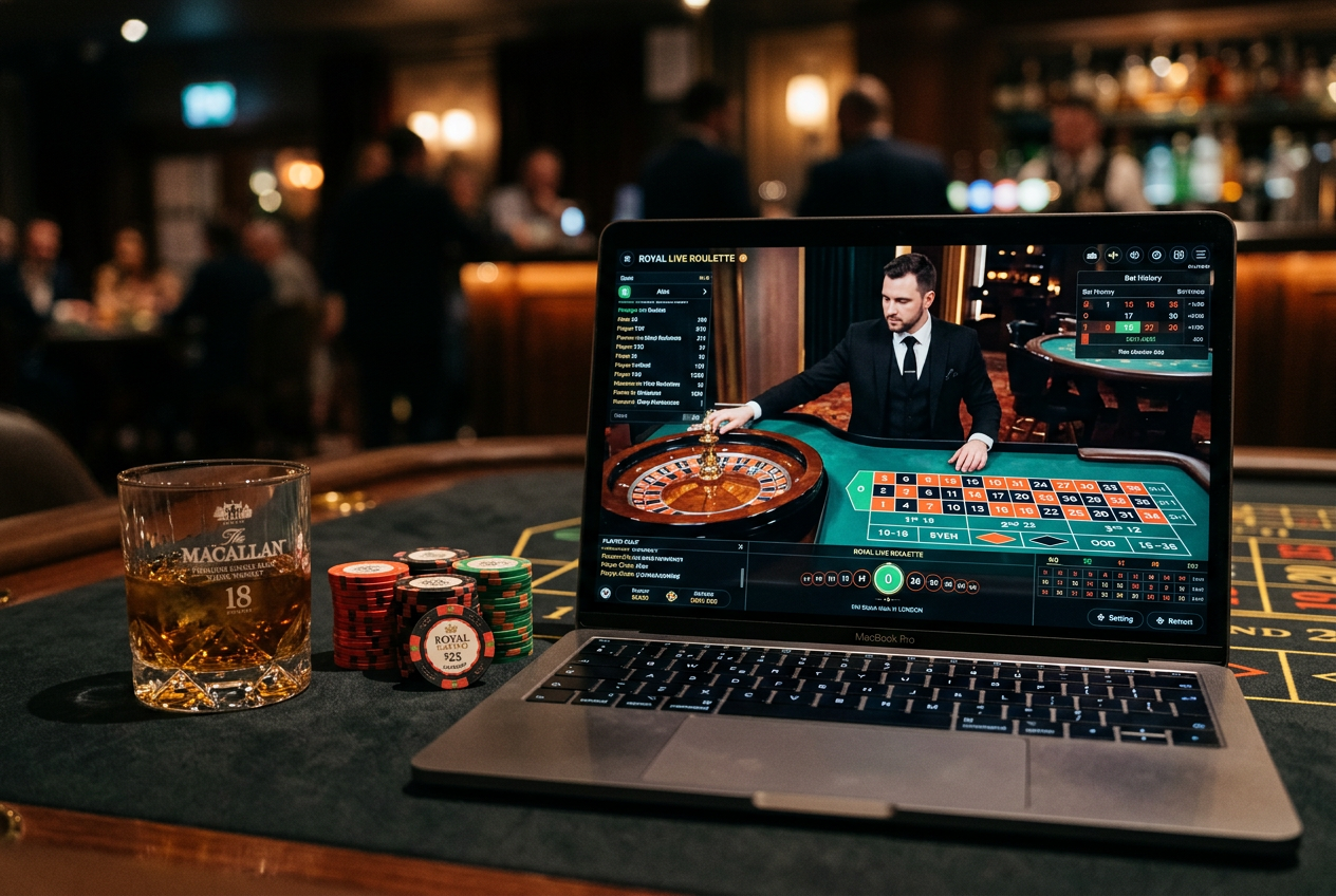 Ζωντανό παιχνίδι ρουλέτας σε laptop